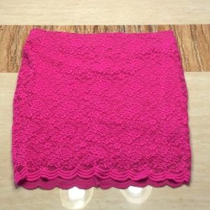 Hot Pink Lace Mini Skirt